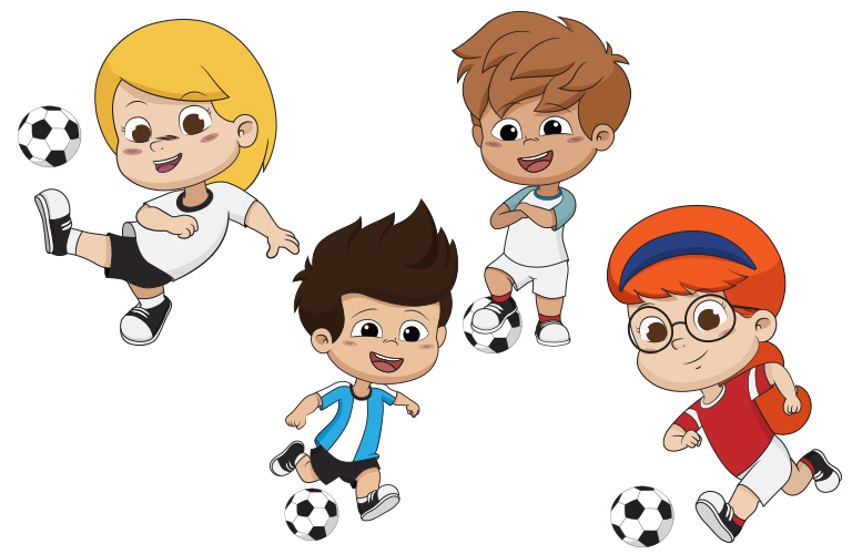 Rysunek dzieci grających w piłkę