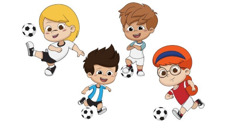 Rysunek dzieci grających w piłkę
